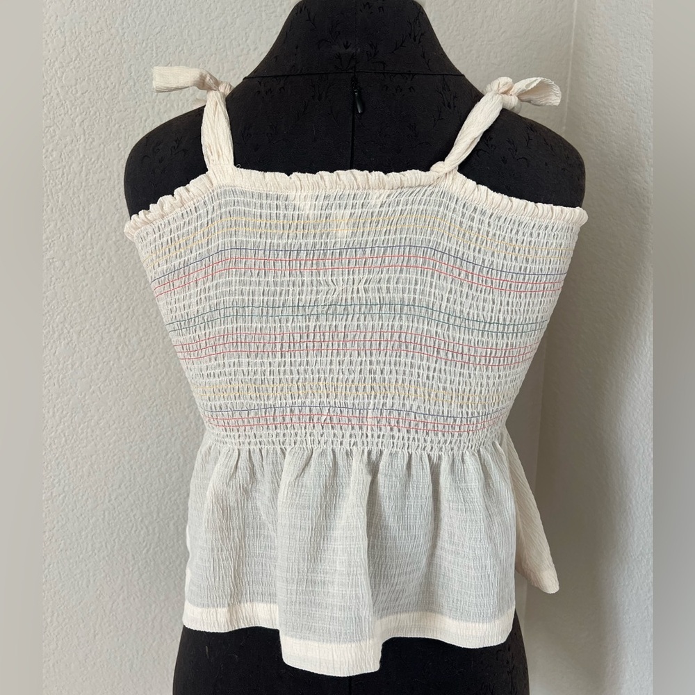 Madewell Texture & Thread Rainbow Smocked Peplum Tank Top Size XS - Picture 6 of 9